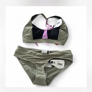 Prana Black and Purple Bikini Swimwear